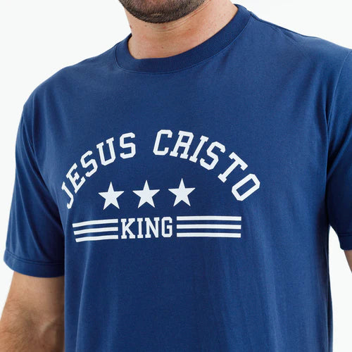 Camiseta Masculina Jesuscristo King #color_azul
