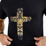 Camiseta Masculina Cruz Leon #color_negra