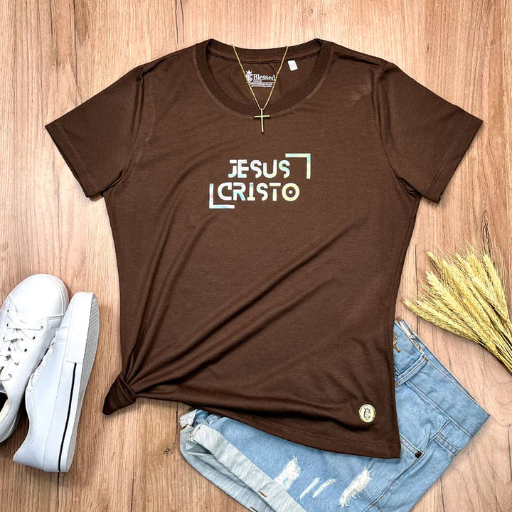 Camiseta Femenina Team Jesus #color_marron