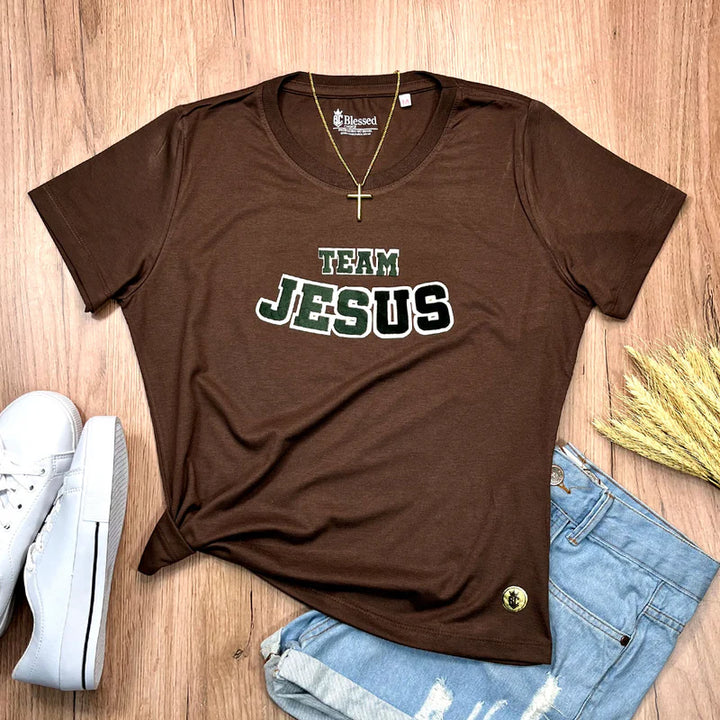Camiseta Femenina Team Jesus #color_marron