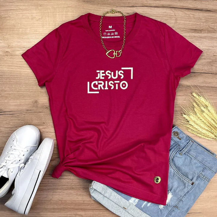 Camiseta Femenina  Fe y raya dorada #color_rosapink