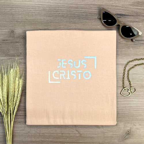 Camiseta Femenina  Fe y raya dorada #color_salmon