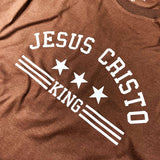 Camiseta Masculina Jesuscristo King #color_marron