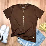 Camiseta Femenina  Fe y raya dorada #color_marron