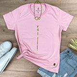 Camiseta Femenina  Fe y raya dorada #color_rosa
