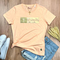 Camiseta Femenina con aplique de Jesús con purpurina dorada - Salmon